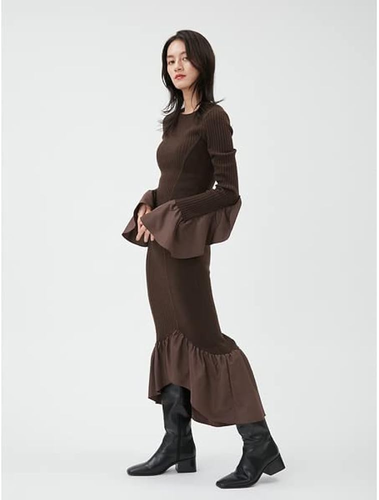 Amazon.co.jp: [FRAY I.D] ギャザーフリルニットコンビワンピ